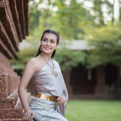 Beautiful Woman wearing typical Thai dress